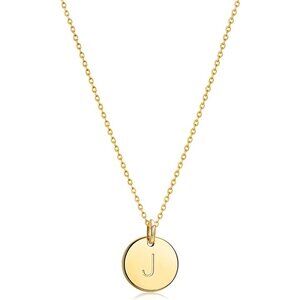 Personalized 14K Gold Plated Initial Necklace – Elegant 11MM Disc Pendant